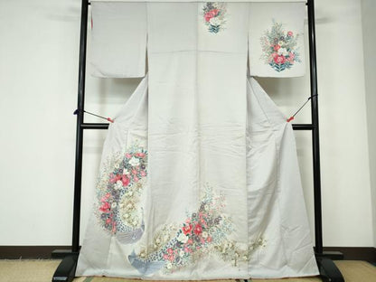 平和屋着物■訪問着 孔雀花文 暈し染め 正絹 逸品 DABE0815qa