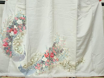 平和屋着物■訪問着 孔雀花文 暈し染め 正絹 逸品 DABE0815qa