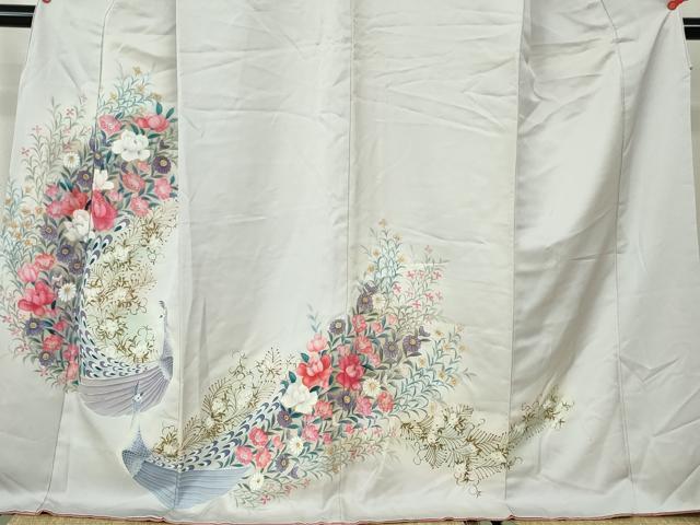 平和屋着物■訪問着 孔雀花文 暈し染め 正絹 逸品 DABE0815qa