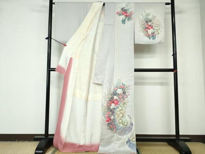 平和屋着物■訪問着 孔雀花文 暈し染め 正絹 逸品 DABE0815qa