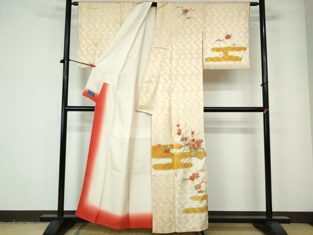 平和屋着物■訪問着　駒刺繍　エ霞花車文　金彩　やまと誂製　正絹　逸品　DABE0817qa