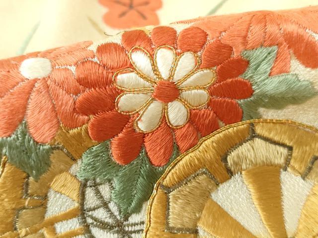 平和屋着物■訪問着　駒刺繍　エ霞花車文　金彩　やまと誂製　正絹　逸品　DABE0817qa