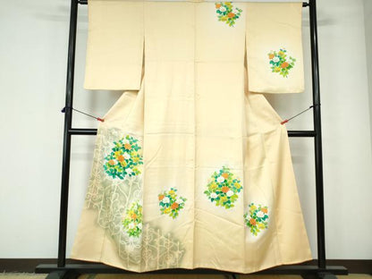 平和屋着物■訪問着　草花文　暈し染め　金彩　正絹　逸品　DABE0820qa