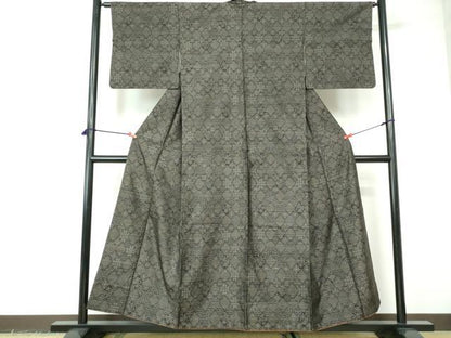 平和屋着物■本場大島紬　幾何学花文　正絹　逸品　DABE0821qa