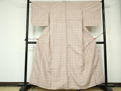 平和屋着物■上質な紬 格子文 正絹 逸品 DABE0823qa