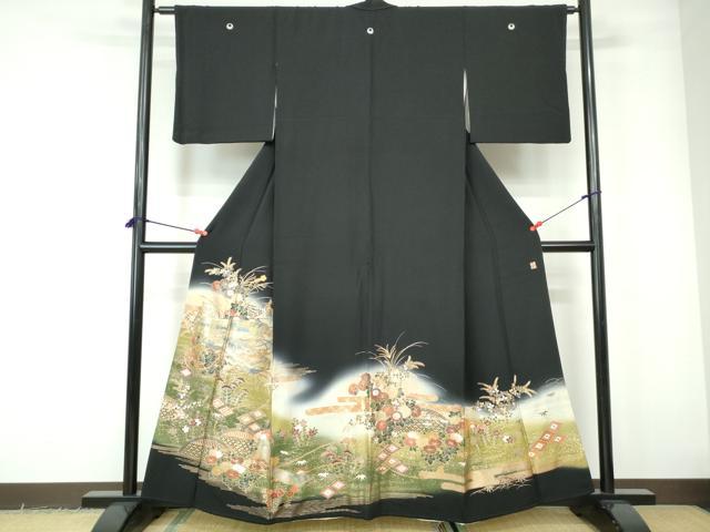 平和屋着物■豪華黒留袖　作家物　花文箱文　暈し染め　金銀彩　正絹　逸品　DABE0826qa