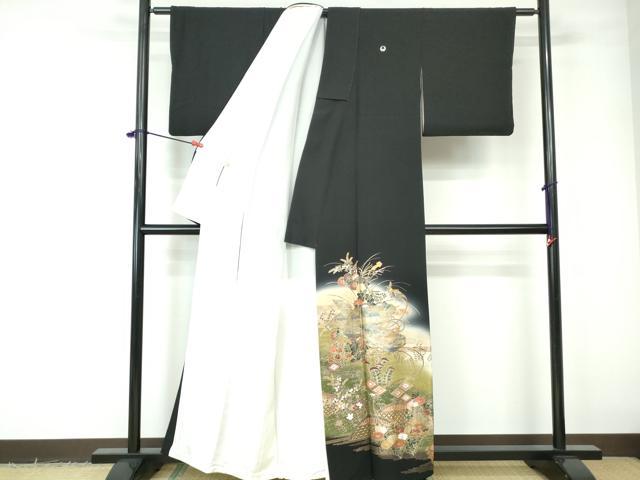平和屋着物■豪華黒留袖　作家物　花文箱文　暈し染め　金銀彩　正絹　逸品　DABE0826qa
