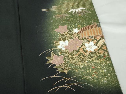 平和屋着物■豪華黒留袖　作家物　花文箱文　暈し染め　金銀彩　正絹　逸品　DABE0826qa