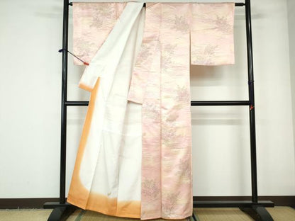 平和屋着物■上質な小紋 草花文 暈し染め 正絹 逸品 DABE0828qa