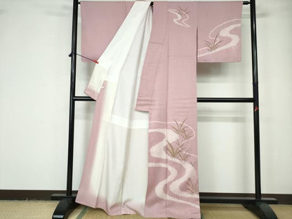 平和屋着物■訪問着　絞り　刺繍　道長草葉文　金彩　正絹　逸品　DABE0845qa