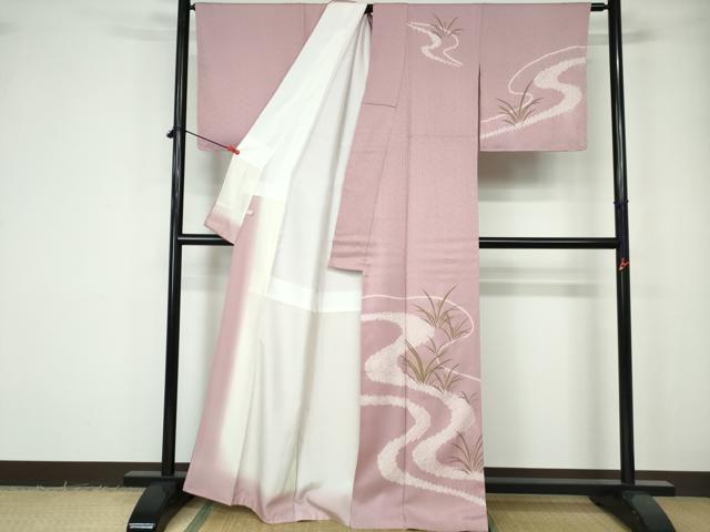 平和屋着物■訪問着　絞り　刺繍　道長草葉文　金彩　正絹　逸品　DABE0845qa