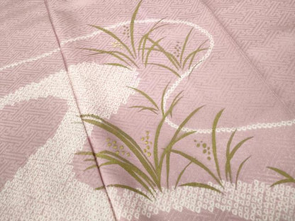 平和屋着物■訪問着　絞り　刺繍　道長草葉文　金彩　正絹　逸品　DABE0845qa