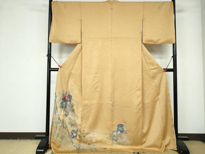 平和屋着物■豪華色留袖　流水貝桶花文　金銀彩　ロング丈　正絹　逸品　DABE0848qa