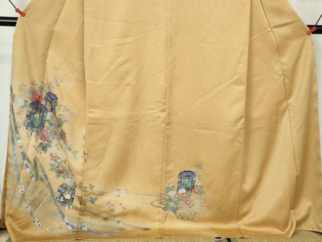 平和屋着物■豪華色留袖　流水貝桶花文　金銀彩　ロング丈　正絹　逸品　DABE0848qa