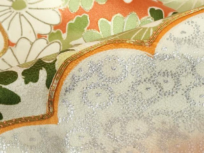 平和屋着物■豪華振袖　駒刺繍　枝松花文　暈し染め　金銀彩　正絹　逸品　DABE0853qa