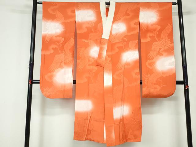 平和屋着物■長襦袢　無双仕立て　飛鶴雲取り文　暈し染め　三越扱い　正絹　逸品　DABE0854qa