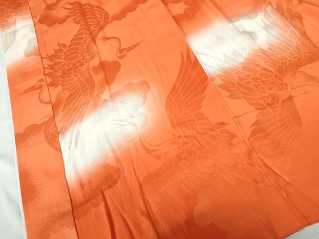 平和屋着物■長襦袢　無双仕立て　飛鶴雲取り文　暈し染め　三越扱い　正絹　逸品　DABE0854qa