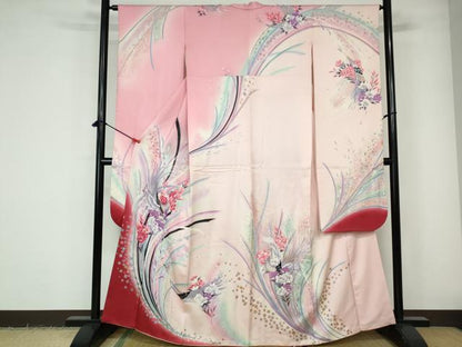 平和屋着物■豪華振袖　孔雀花文　金彩　正絹　逸品　DABE0859qa