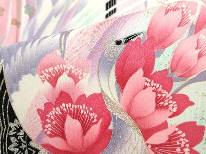 平和屋着物■豪華振袖　孔雀花文　金彩　正絹　逸品　DABE0859qa