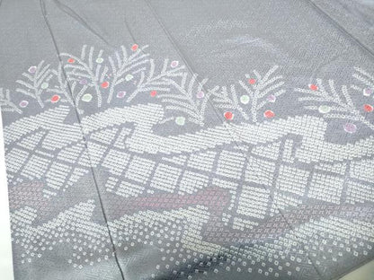 平和屋着物■訪問着　絞り　刺繍　道長鹿の子文　正絹　逸品　DABE0868qa
