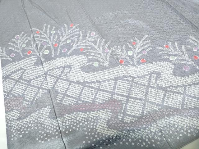 平和屋着物■訪問着　絞り　刺繍　道長鹿の子文　正絹　逸品　DABE0868qa