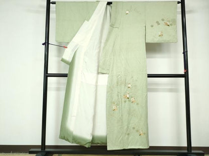 平和屋着物■訪問着　駒刺繍　枝梅文　金彩　正絹　逸品　DABE0872qa