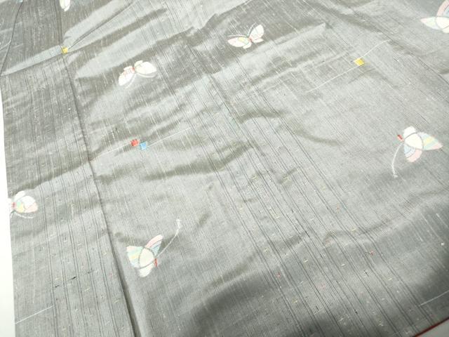 平和屋着物■上質な紬　舞蝶文　正絹　逸品　DABE0873qa