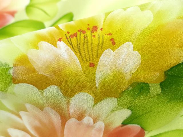 平和屋着物■訪問着 手描き 草花文 暈し染め 洗える着物 DABE0883qa