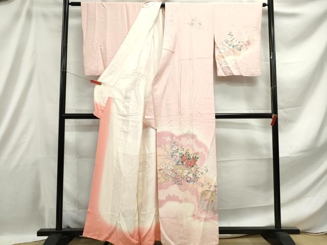 平和屋着物■訪問着 道長草花文 暈し染め 金彩 正絹 逸品 DABE0888qa