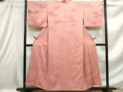 平和屋着物■上質な色無地 重ね雲青海波地紋 ときがら茶色 正絹 逸品 DABE0889qa