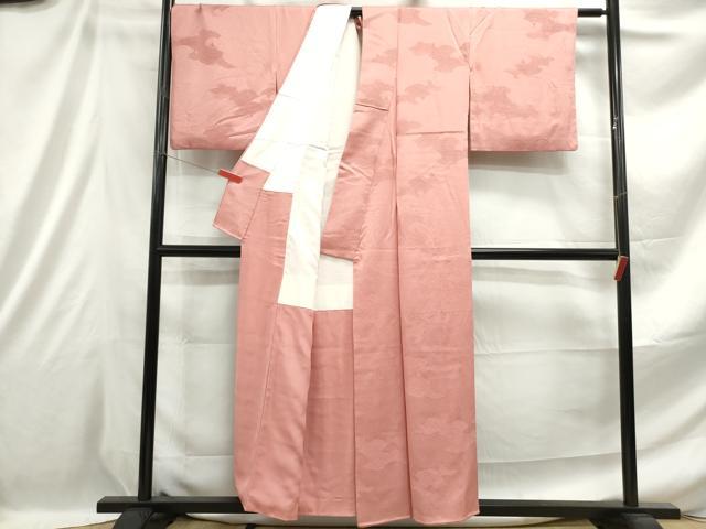 平和屋着物■上質な色無地 重ね雲青海波地紋 ときがら茶色 正絹 逸品 DABE0889qa