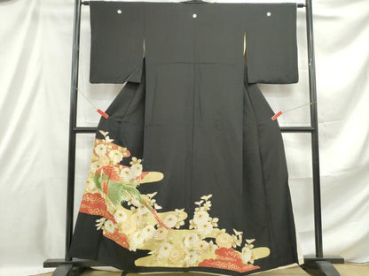 平和屋着物■豪華黒留袖 花鳥文 金彩 正絹 逸品 DABE0891qa
