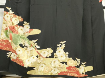 平和屋着物■豪華黒留袖 花鳥文 金彩 正絹 逸品 DABE0891qa