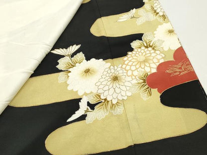 平和屋着物■豪華黒留袖 花鳥文 金彩 正絹 逸品 DABE0891qa