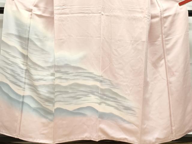 平和屋着物■訪問着　作家物　霞重ね山文　暈し染め　正絹　逸品　DABE0897qa