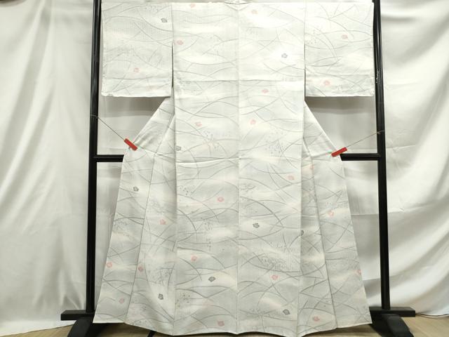 平和屋着物■上質な小紋 絞り 霞舞花文 暈し染め 正絹 逸品 DABE0898qa