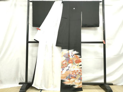 平和屋着物■豪華黒留袖 作家物 地紙飛鶴花文 暈し染め 金彩 正絹 逸品 DABE0900qa