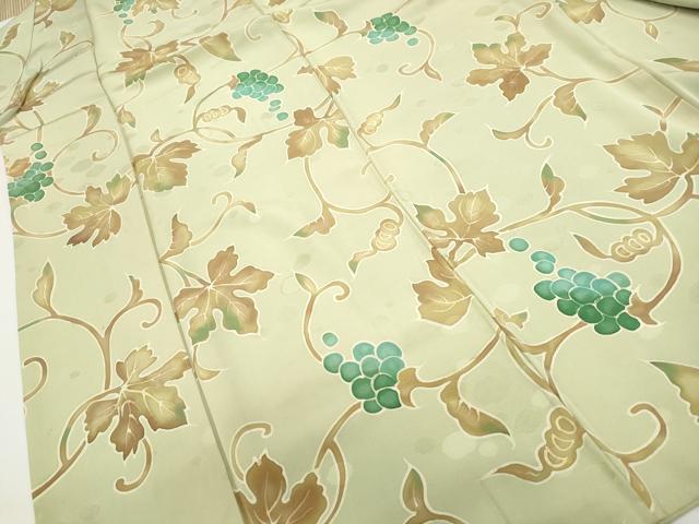 平和屋着物▽上質な小紋　単衣　蔦の葉文　正絹　逸品　DAAV9629sf 平和屋着物□上質な小紋 蔦の葉葡萄文 正絹 逸品 DABE0904qa