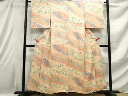 平和屋着物■上質な小紋 切嵌花丸文 正絹 逸品 DABE0905qa