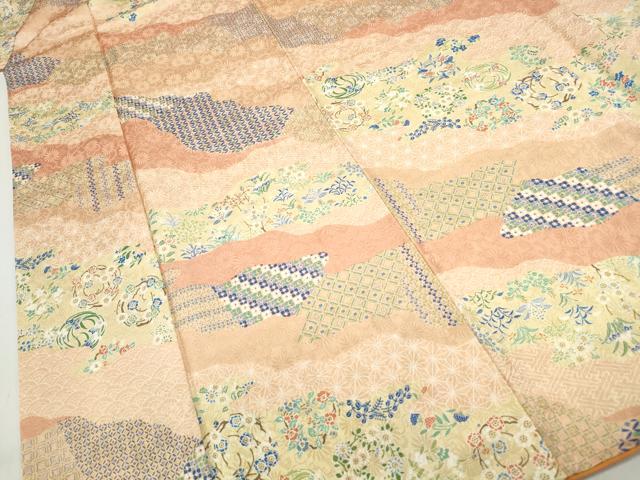 平和屋着物■上質な小紋 切嵌花丸文 正絹 逸品 DABE0905qa