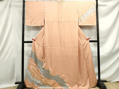 平和屋着物■訪問着 絞り 刺繍 道長枝花文 金彩 正絹 逸品 DABE0908qa