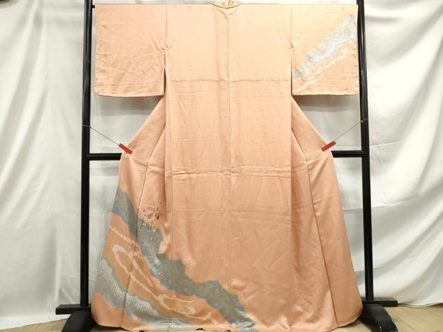平和屋着物■訪問着 絞り 刺繍 道長枝花文 金彩 正絹 逸品 DABE0908qa