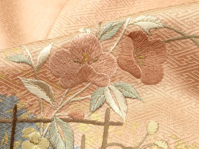 平和屋着物■訪問着 絞り 刺繍 道長枝花文 金彩 正絹 逸品 DABE0908qa