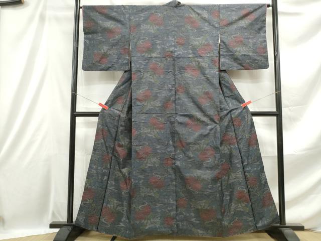 平和屋着物□本場大島紬 流水花文 正絹 逸品 DABE0910qa