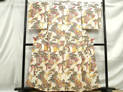 平和屋着物■上質な小紋 扇面花文 正絹 逸品 DABE0911qa