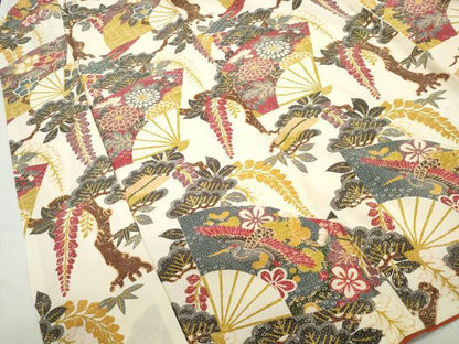 平和屋着物■上質な小紋 扇面花文 正絹 逸品 DABE0911qa