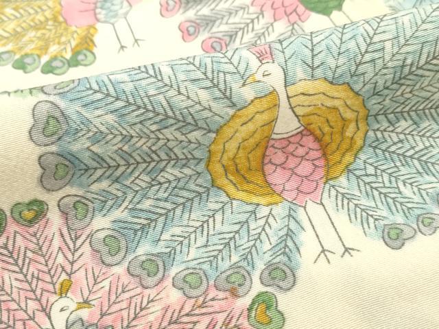 平和屋着物■上質な小紋 孔雀文 正絹 逸品 DABE0916qa