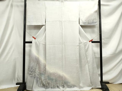 平和屋着物■訪問着 飛鳥風景樹林文 暈し染め 三越扱い 正絹 逸品 DABE0917qa