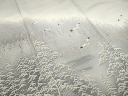 平和屋着物■訪問着 飛鳥風景樹林文 暈し染め 三越扱い 正絹 逸品 DABE0917qa