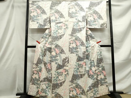 平和屋着物■上質な小紋 椿花文 金彩 正絹 逸品 DABE0919qa